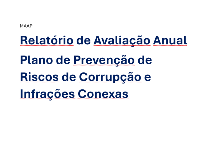Relatório de Avaliação Anual  Plano de Prevenção de Riscos de Corrupção e Infrações Conexas